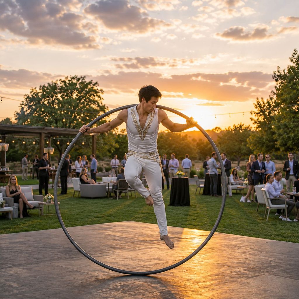 rueda cyr performance circense shows para eventos hyc experiencias