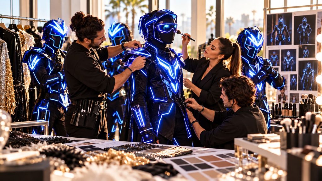 Producción de vestuario, maquillaje y caracterización artística de HyC Experiencias para adaptar performers y artistas a la identidad visual de eventos, marcas y producciones especiales.